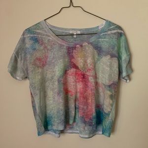 dELiA*s Flower Watercolor Short Sleeve Top
